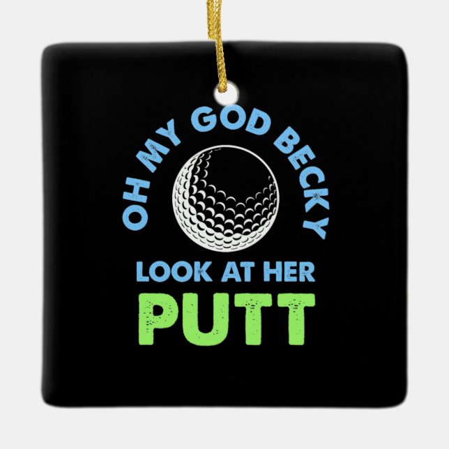 Golfer Oh My God Ceramic Ornament (Front)