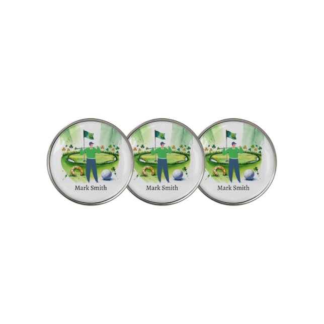  GOLFER on Golf Course  St. Patrick's Day  Ball Marker (3 Up)