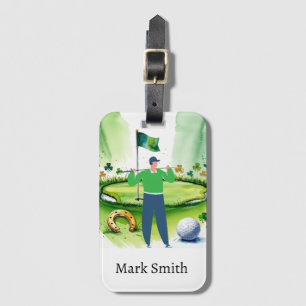 GOLFER on Golf Course St. Patrick's Day Luggage Tag