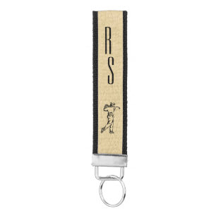 Golfer on Leather Look Personal Wrist Keychain