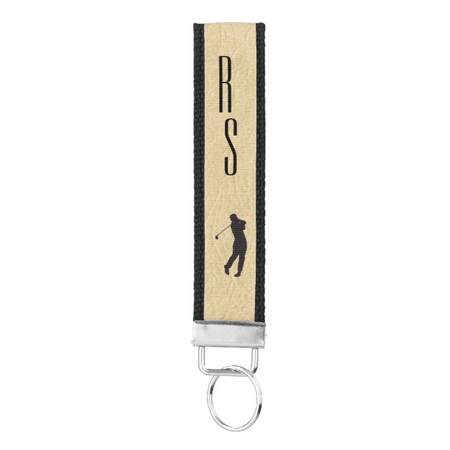 Golfer on Leather Look Personal Wrist Keychain (Keys on Bottom)