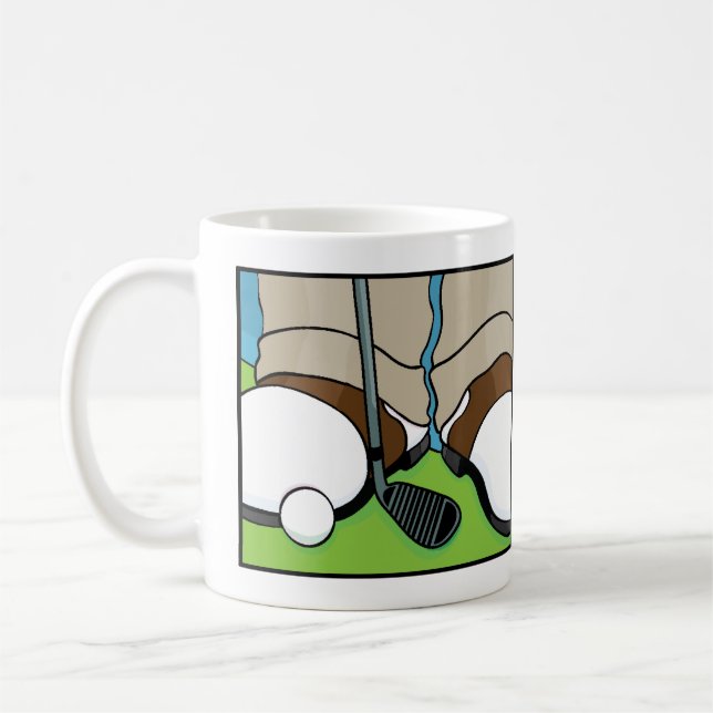 Golfer on the Green on classic white coffee mug (Left)