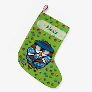 golfer owl Christmas stocking