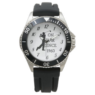 Golfer Par 40th Birthday Black Golf Elegant Dad Watch
