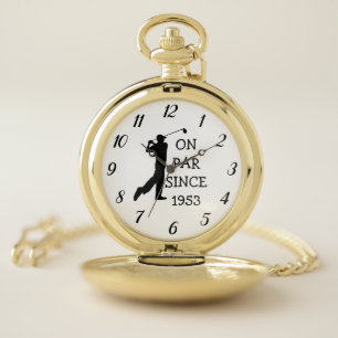 Golfer Par 70th Birthday Black Golf Elegant Dad Pocket Watch