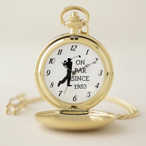 Golfer Par 70th Birthday Black Golf Elegant Dad Pocket Watch