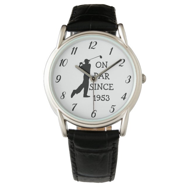 Golfer Par 70th Birthday Black Golf Elegant Dad Watch (Front)