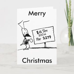 Golfer Par Cartoon Merry Christmas Card