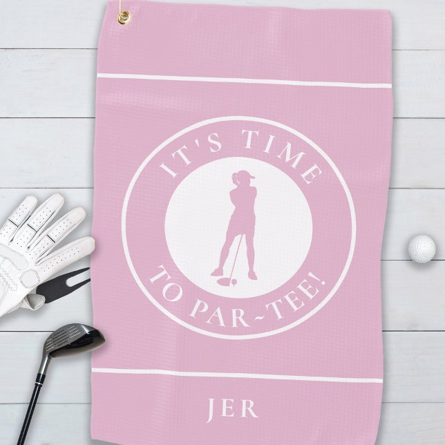 Golfer Par Tee Funny Golf Humor Monogram Cute Pink Golf Towel (Golfer Par Tee Funny Golf Humor Monogram Cute Pink Golf Towel)