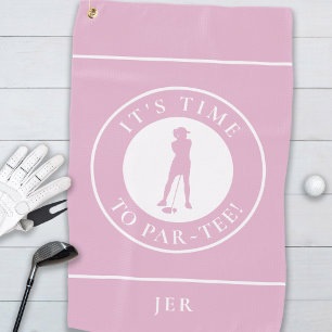 Golfer Par Tee Funny Golf Humor Monogram Cute Pink Towel