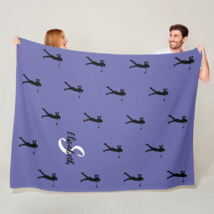 Golfer Pattern Monogram Name Initial Periwinkle Fleece Blanket
