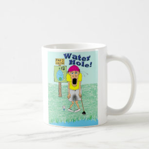 Golfer pees pants at water hole coffee mug