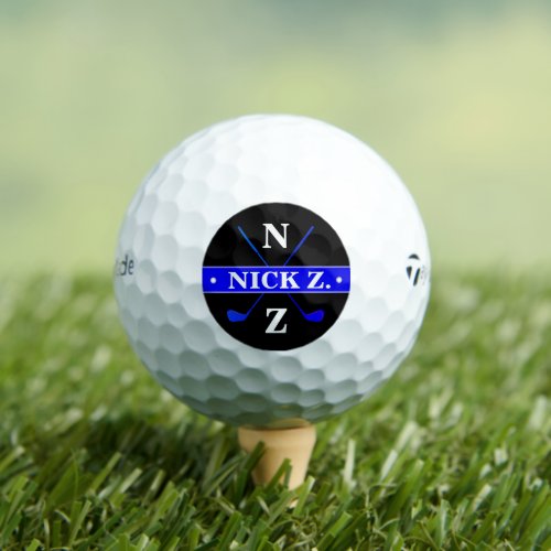 Golfer Personalized 2_initials Logo Blue Golf Balls