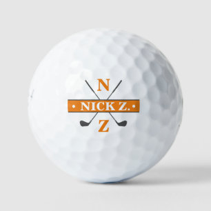Golfer Personalized 2-initials Orange Branded Golf Balls