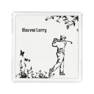 Golfer Personalized Acrylic Tray