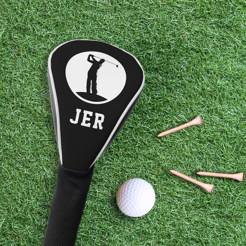 Golfer Personalized Monogram Initials Black White Golf Head Cover