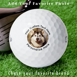 Golfer Personalized Photo Simple Custom Text  Golf Balls