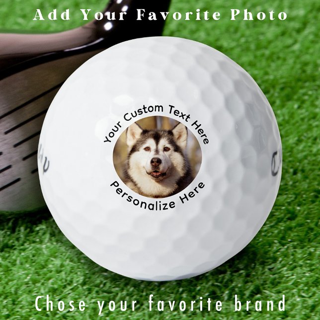 Golfer Personalized Photo Simple Custom Text  Golf Balls (Creator Uploaded)