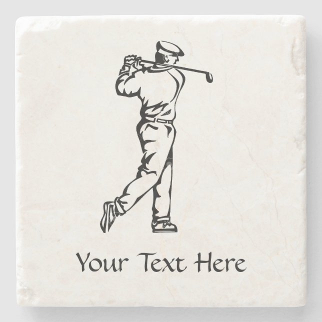 Golfer Personalized Stone Coaster (Front)