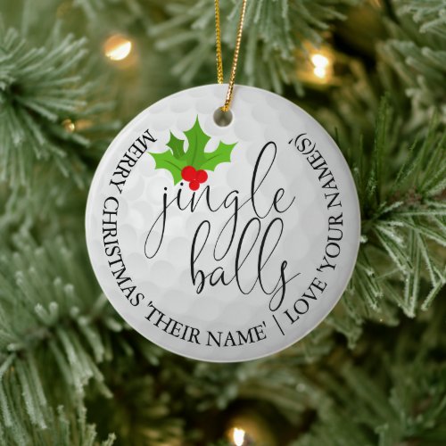 Golfer Photo Christmas Golf Gift Jingle Balls Ceramic Ornament