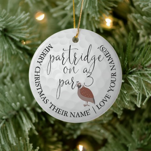 Golfer Photo Christmas Golf Gift Partridge Ceramic Ornament