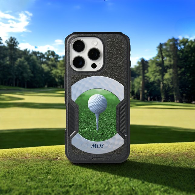 Golfer Photo Golf Ball Frame Monogrammed  Otterbox iPhone Case (Just add your photo and your initials. This otterbox will protect your phone of the fairway)