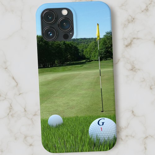Golfer Photo Golf Ball Monogrammed Green  iPhone 13 Pro Max Case