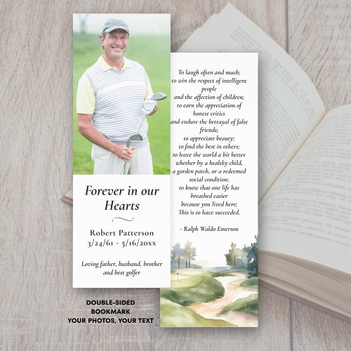 Golfer Photo Memorial Funeral Keepsake Custom 