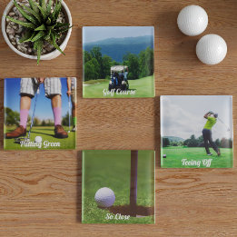 Golfer Photos Custom 4 Pictures Golf Coaster Set