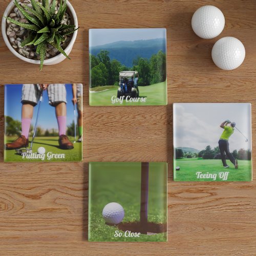 Golfer Photos Custom 4 Pictures Golf Coaster Set