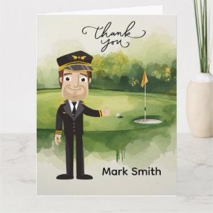 Golfer Pilot on Golf Course with text Thank you 