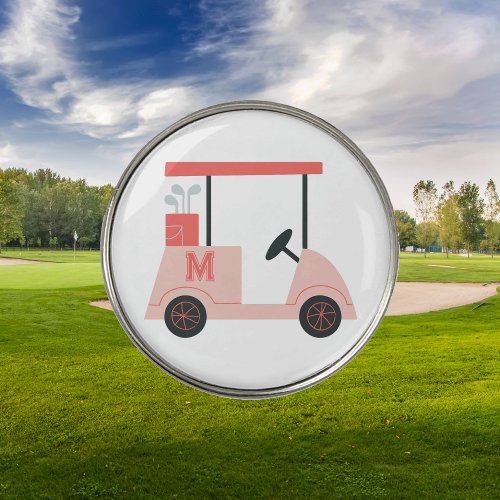 Golfer Pink Monogram Personalized Golf Cart Golf Ball Marker