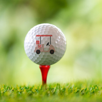 Golfer Pink Monogram Personalized Golf Cart Golf Balls by nadil2 at Zazzle