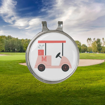 Golfer Pink Monogram Personalized Golf Cart Golf Hat Clip by nadil2 at Zazzle