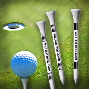 Golfer Player Name Black White Modern Accessories Golf Tees
