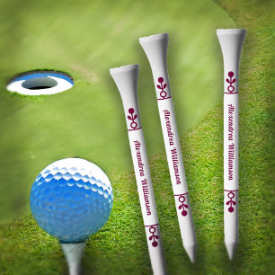 Golfer Player Name Red White Modern Accessories Golf Tees