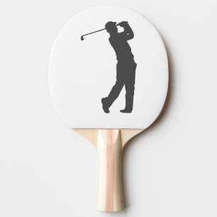 Golfer player silhouette ping pong paddle