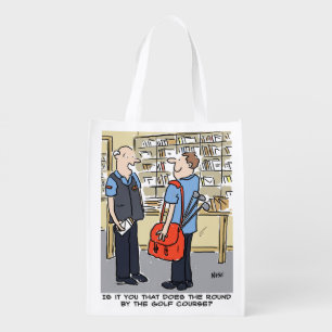 Golfer Postman Loves Golf Cartoon Grocery Bag