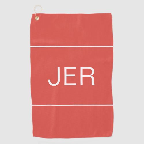 Golfer Pro Custom Monogrammed Initials Modern Red Golf Towel