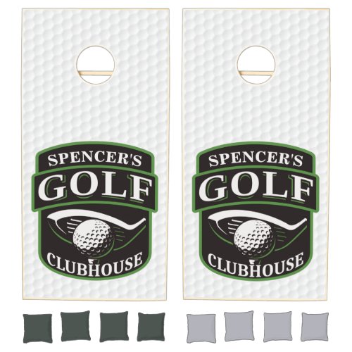 Golfer Pro Golf Player Club Clubhouse Personalized Cornhole Set