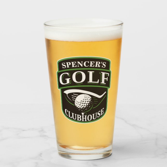 Golfer Pro Golf Player Club Clubhouse Personalized Glass (Front Filled)