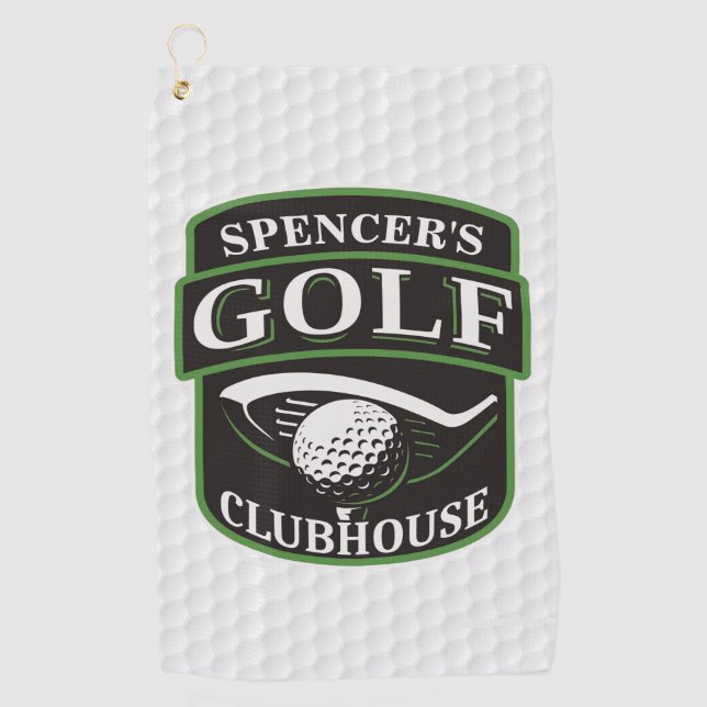 Golfer Pro Golf Player Club Clubhouse Personalized Golf Towel (Front)