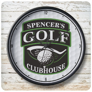 Golfer Pro Golf Player Club Clubhouse Personalized Large Clock