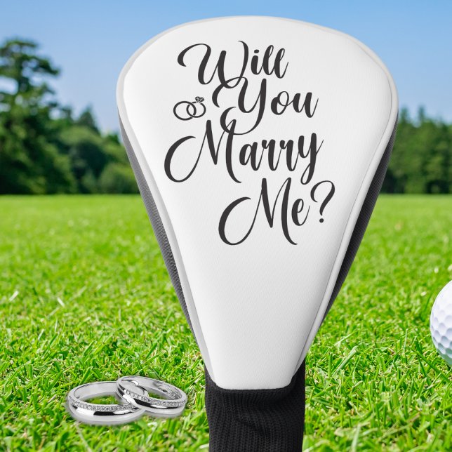 Golfer Proposal Gift - “Will You Marry Me?”  Golf Head Cover (Will You Marry Me? Golf Club Cover -  Golfer Proposal Idea for the Sporty Couple)