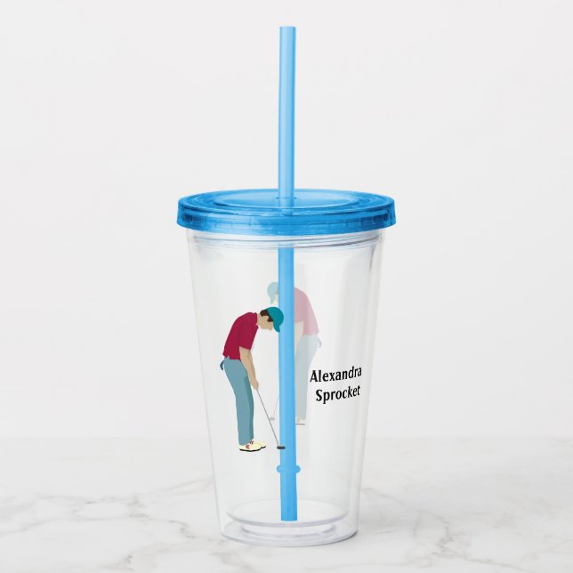 Golfer Putting  Acrylic Tumbler (Front)