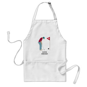 Golfer Putting Ball on the 18th Hole  Adult Apron