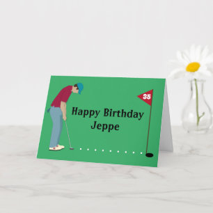 Golfer Putting Golf Ball Birthday Card