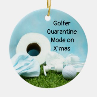 Golfer quarantine Christmas  face mask and tissue Ceramic Ornament