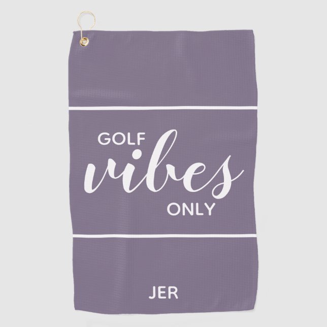 Golfer Quote Golf Vibes Only Custom | Purple Towel (Front)