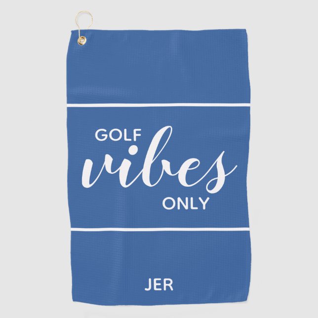 Golfer Quote Golf Vibes Only Personalized | Blue Towel (Front)